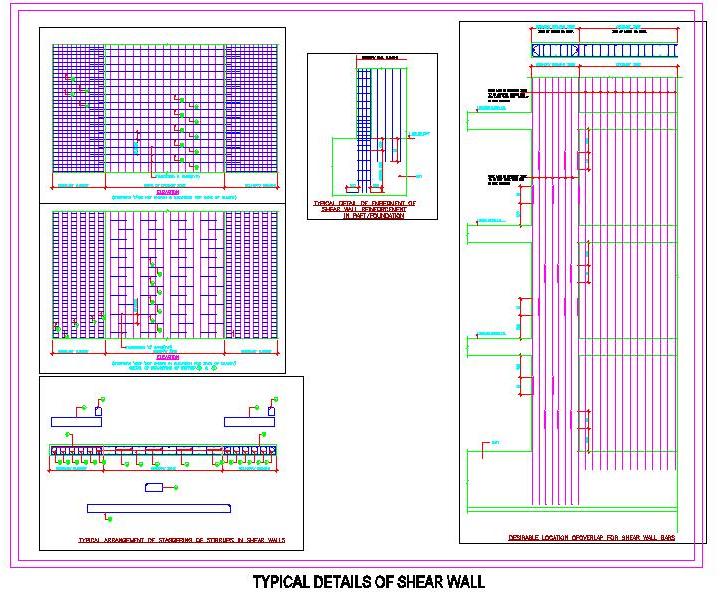 Shear Wall Reinforcement & Structural Detail - AutoCAD DWG